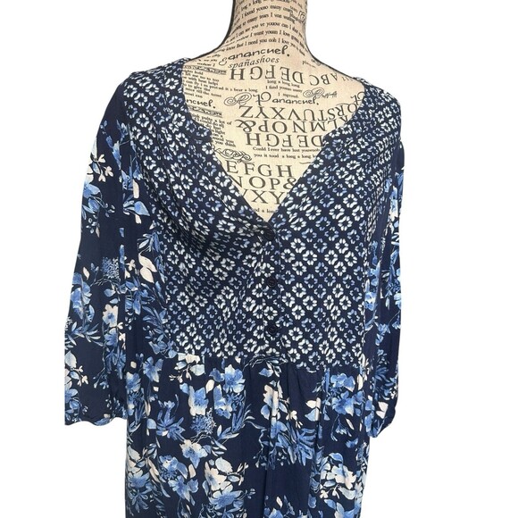 Cottagecore Prairiecore Woman Within Womens Floral Midi Dress Size 22W Blue Boho - Picture 2 of 6